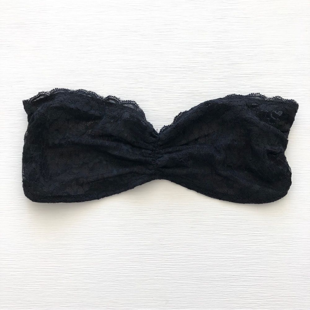 Free People Intimately Bralette Lace Strapless with Strappy Back in Black M